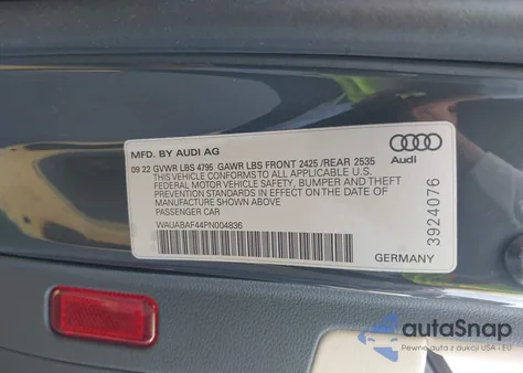 2023 Audi A4 Premium 40 Tfsi Quattro S Tronic из США, поврежденный, VIN WAUABAF44PN004836